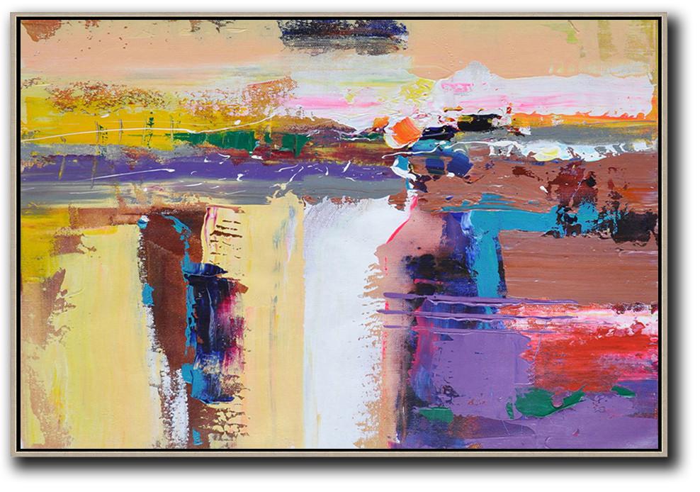 Horizontal Palette Knife Contemporary Art - Modern Canvas Wall Art Extra Large